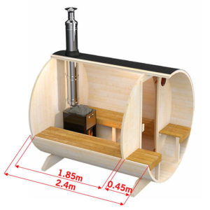 4-6 persons 2.4 m Nordic Thermowood Barrel Sauna with Porch - Image 2