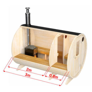 4-6 Person 3m Nordic Thermowood Barrel Sauna with Dressing Room - Image 5
