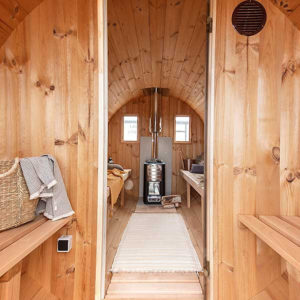 4-6 Person 4m Nordic Thermowood Barrel Sauna with Dressing Room and Porch - Image 3