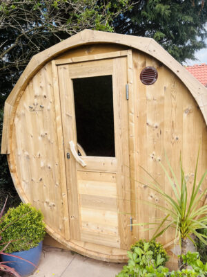 4-6 Person 3m Nordic Thermowood Barrel Sauna with Dressing Room - Image 3