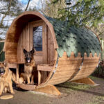 4-6 persons 2.4 m Nordic Thermowood Barrel Sauna with Porch