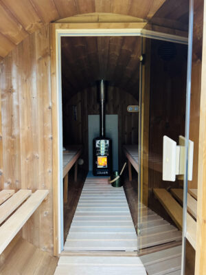 4-6 Person 3m Nordic Thermowood Barrel Sauna with Dressing Room - Image 7
